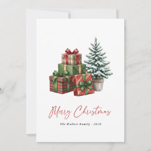 Arbre de Noël moderne pin aquarelle carte non phot