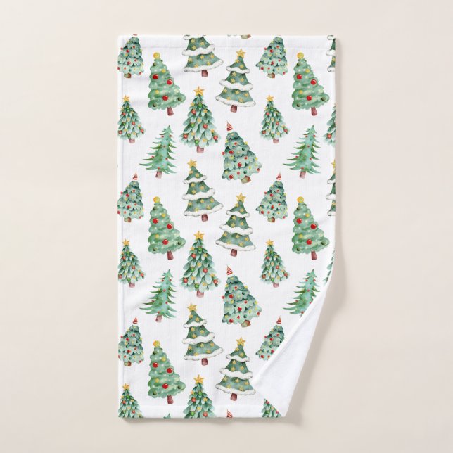 Arbre de Noël motif blanc vert mignon (Serviette à main)