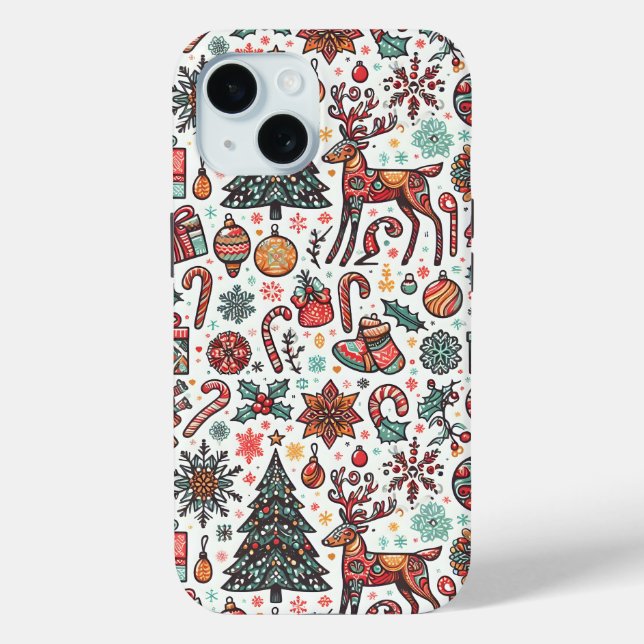 Arbre de Noël Motif iPhone 15 Coque (Verso)