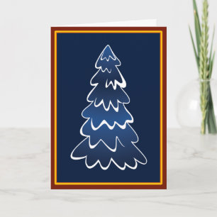 Arbre de Noël neigeux en bleu Carte de Noël