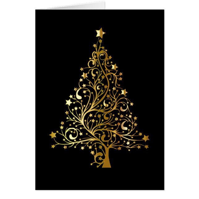 Arbre de Noël noir et or brillant Design du menu (Devant)