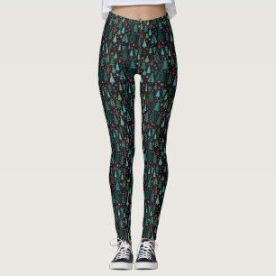 Arbre de Noël noir mignon Leggings d'impression