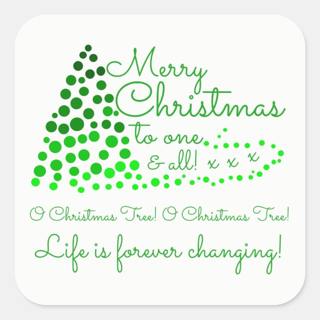 Arbre de Noël Ombré, Sticker Carré Festif (Devant)