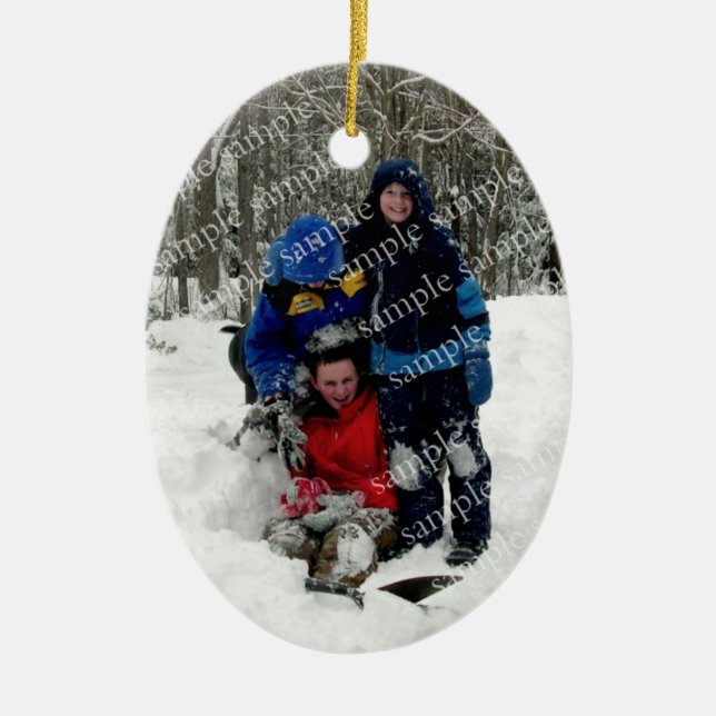 Arbre de Noël Ornement Modèle photo ovale (Devant)