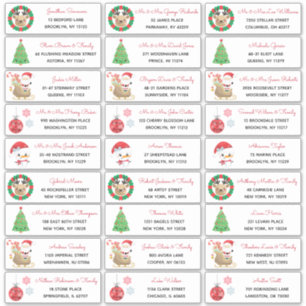 Arbre de Noël Père Noël Snowman Family Étiquette d