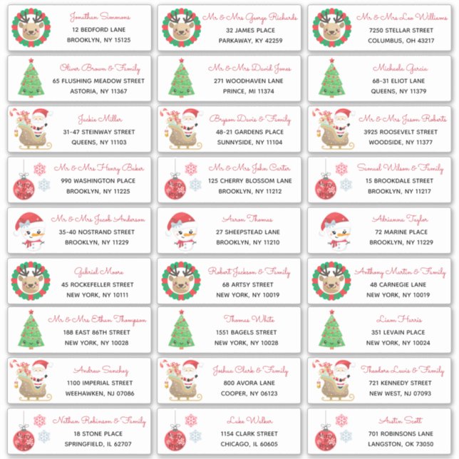 Arbre de Noël Père Noël Snowman Family Étiquette d (Devant)