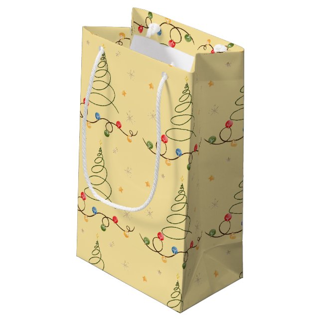 Arbre de Noël Petit sac cadeau jaune clair (Dos Angle)