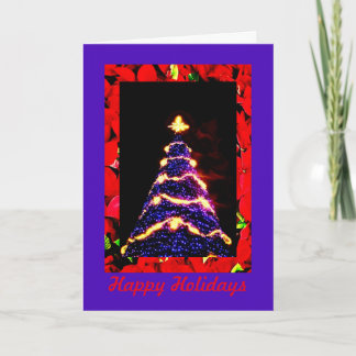 Arbre de Noël pourpre, carte de Noël