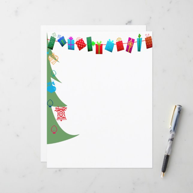 Arbre de Noël & Présents Papeterie (Correspondance (Devant/Arrière en situation)