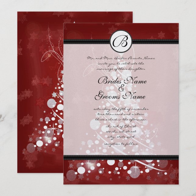 Arbre de Noël Red Mariage Invitations (Devant / Derrière)