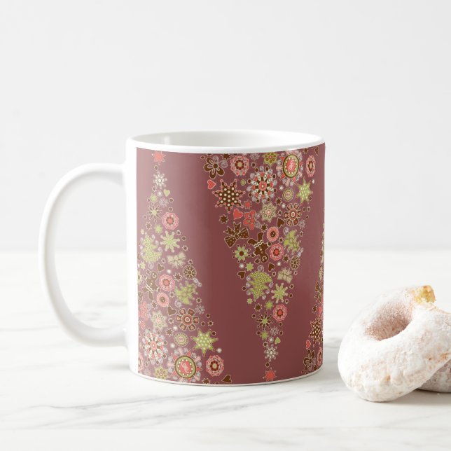 Arbre de Noël rétro Mug (Avec donut)