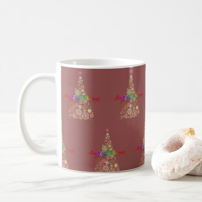 Arbre de Noël rétro Mug (Avec donut)