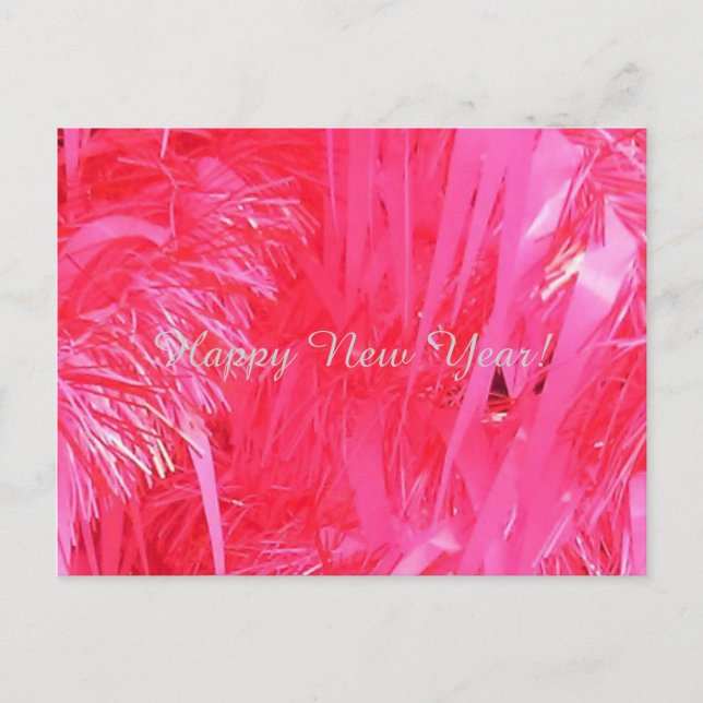 Arbre de Noël rose Bonne année, carte postale (Devant)