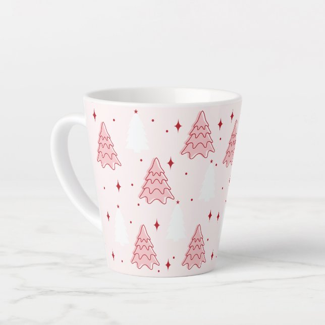 Arbre de Noël rose doux latte Mug (Angle gauche)