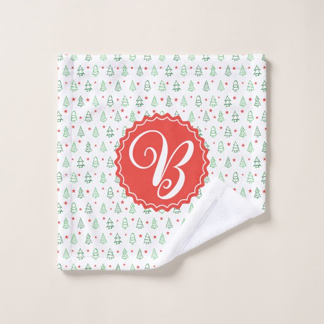 Arbre de Noël rouge et vert (Gant de toilette)
