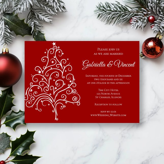 Arbre de Noël rouge Invitation de mariage d'hiver (Créateur téléchargé)