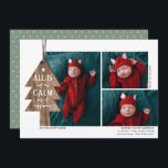 Arbre de Noël rustique 3 Faire-part de naissance p<br><div class="desc">Un nouveau bébé est une telle bénédiction ! Partagez votre joie en famille et entre amis avec ces faire-part de naissance de Noël de style rustique 3 cartes photo collage! Elles sont ornées d'un ornement de bois, avec les mots "TOUT N'EST pas aussi CALME qu'il paraît" (dans les paisibles photos...</div>