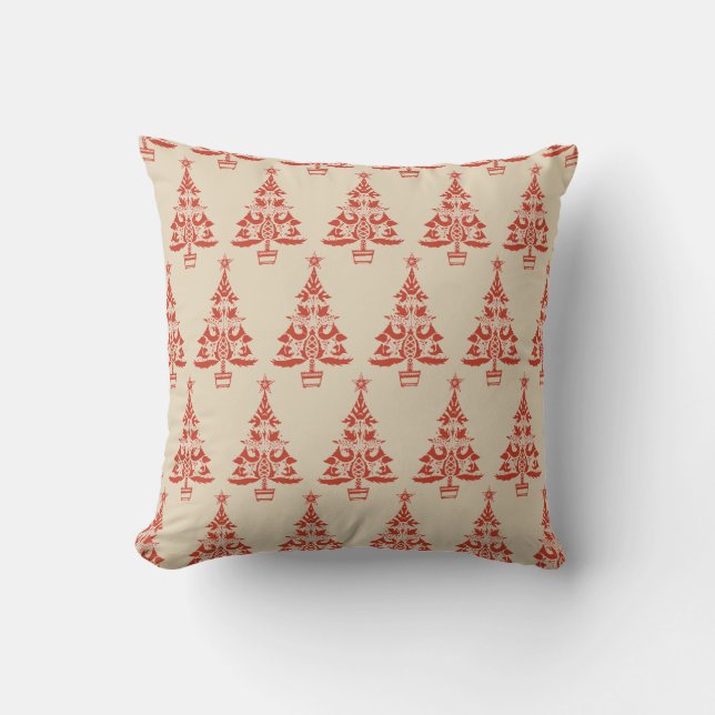 Arbre de Noël scandinave Coussin beige rouge (Recto)