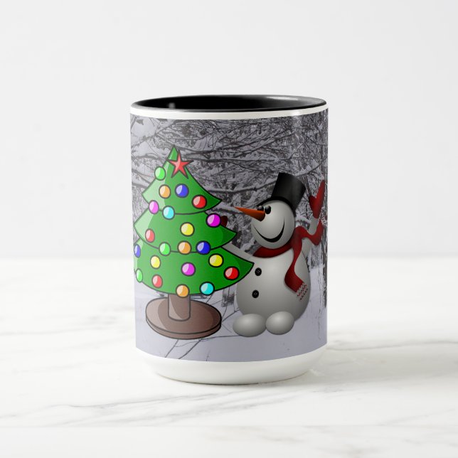 Arbre de Noël, Snowman, Snow Scene Combo Mug (Centre)
