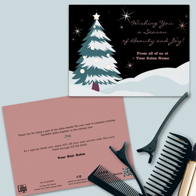 Arbre de Noël sous la nuit Sky Foil Carte de vacan (Christmas Tree Under Night Sky Foil Holiday Card)