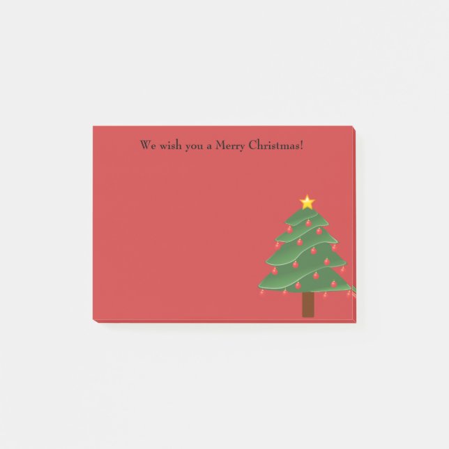 Arbre de Noël sur Post-It personnalisé rouge (Devant)