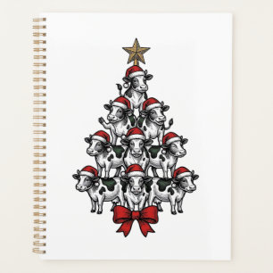 Arbre de Noël vache Gravure vintage Ferme de vacan