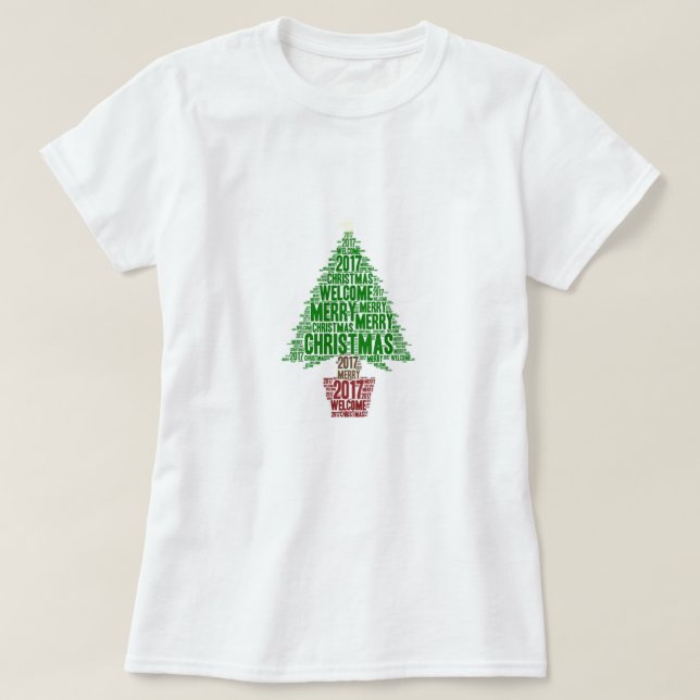 Arbre de Noël vert rouge T-Shirt de fêtes 2017 (Design devant)