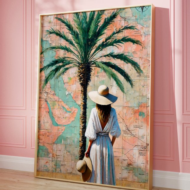 Arbre de palmier côtier Art mural de voyage | Médi (Créateur téléchargé)