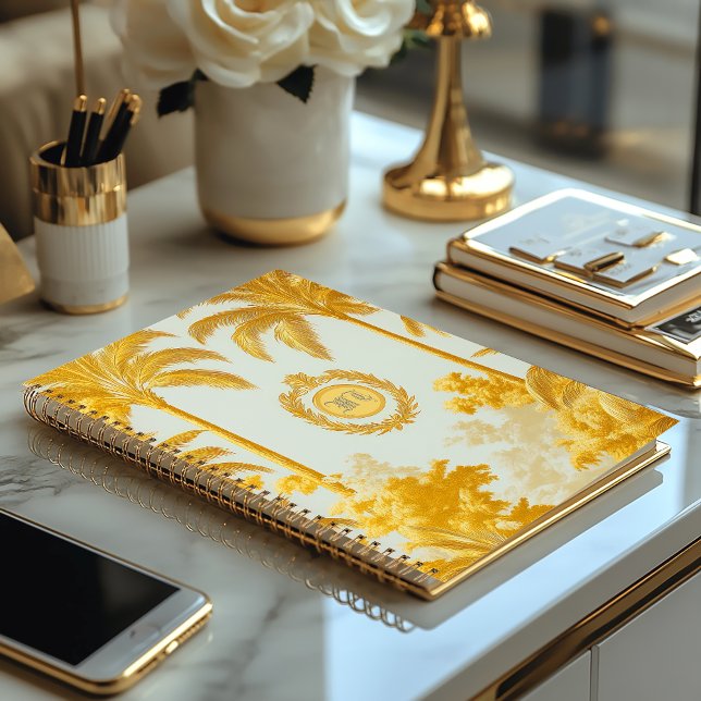 Arbre de palmier en or impérial de luxe pour entre (Luxe Imperial Gold Palm Monogrammed Planner )