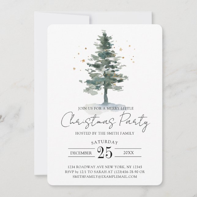 Arbre de pin moderne Script Noël Fête Invitation (Devant)