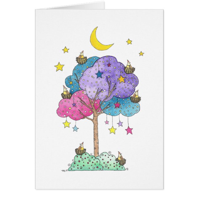 Arbre de rêve d'oiseaux nichés sous les étoiles (Devant)