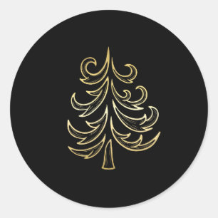 Arbre de Vacances d'or sur Stickers Noir de Noël