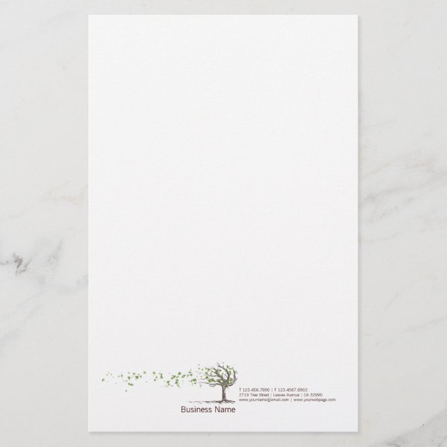 Arbre de vent de zen avec la papeterie de feuille (Devant)