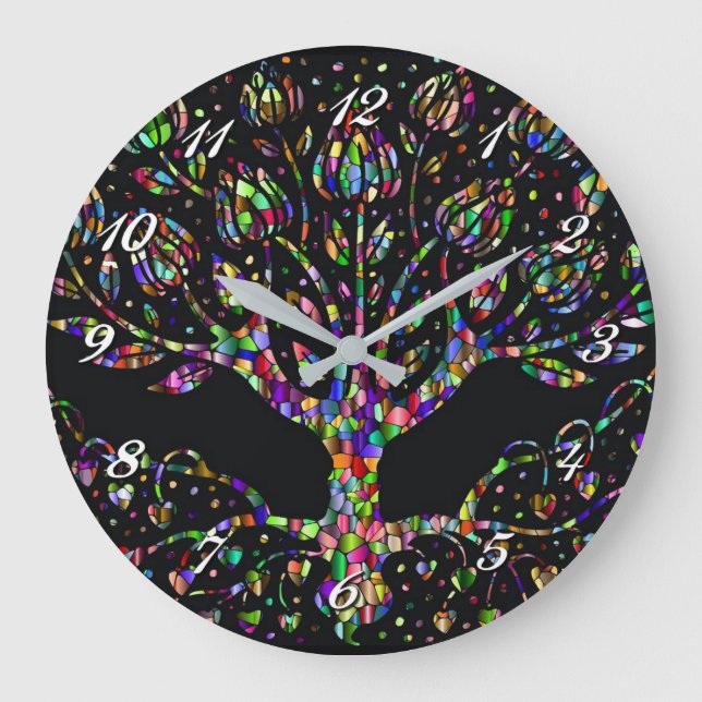 Arbre De Verre De Faux Arbre De Prospérité Horloge (Recto)