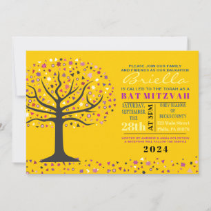 Arbre de vie Abstact Bat mitzvah Invitation Or