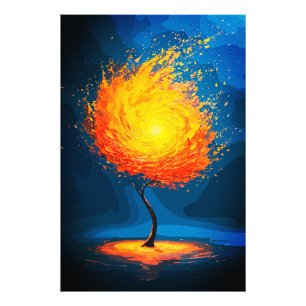 Arbre de Vie Ardente Art Mural Abstrait de la Na