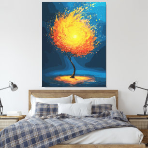 Arbre de Vie Ardente Art Mural de Nature Abstrai