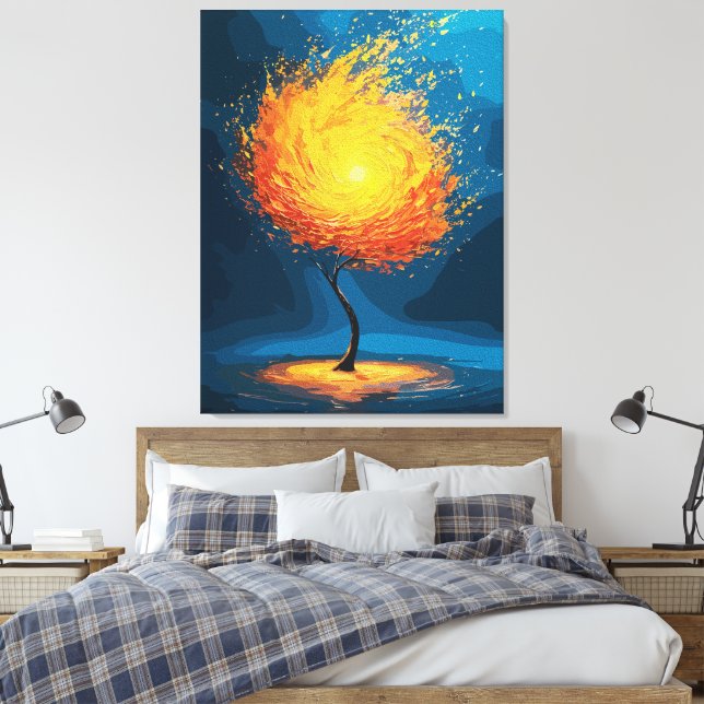 Arbre de Vie Ardente | Art Mural de Nature Abstrai (Insitu(Chambre))