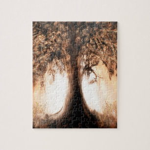 Arbre de vie au puzzle du lever du soleil