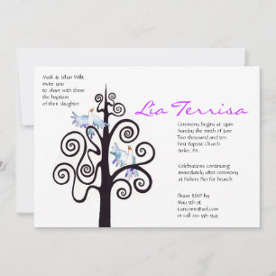 Arbre de vie Baptême Christening Custom Invitation