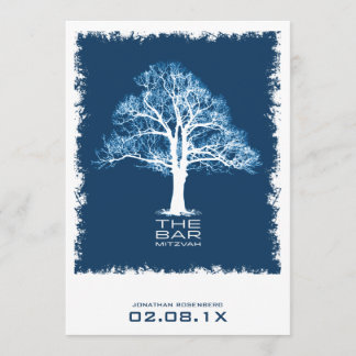 Arbre de vie Bar Mitzvah Invitation Navy Blue