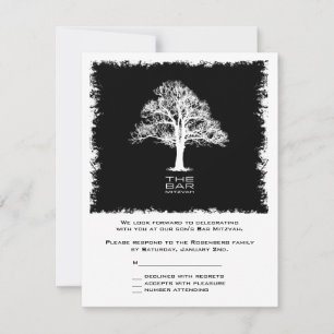 Arbre de vie Barre Mitzvah Carte de réponse Noir