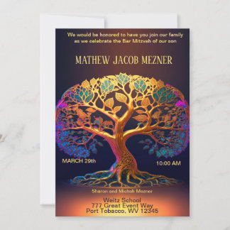 Arbre de vie Barre Mitzvah Invitation