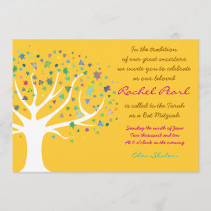 Arbre de vie Bat mitzvah Invitation Invitation or