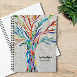 Arbre De Vie Couleurs Arc En Ciel Nom Personnalisé<br><div class="desc">Ce planificateur unique est décoré d'un arbre de vie aux couleurs vives sur un arrière - plan gris pâle. Le design original a été réalisé en mosaïque à l'aide de minuscules morceaux de verre aux couleurs vives. Customisez-le avec votre nom et votre année. Utilisez l'option Outil de conception pour modifier...</div>