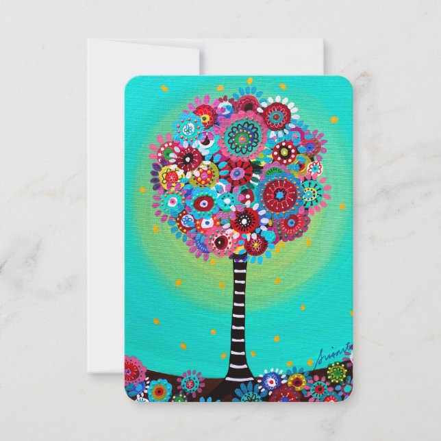 Arbre de vie de la carte RSVP Bat mitzvah à barres (Devant)