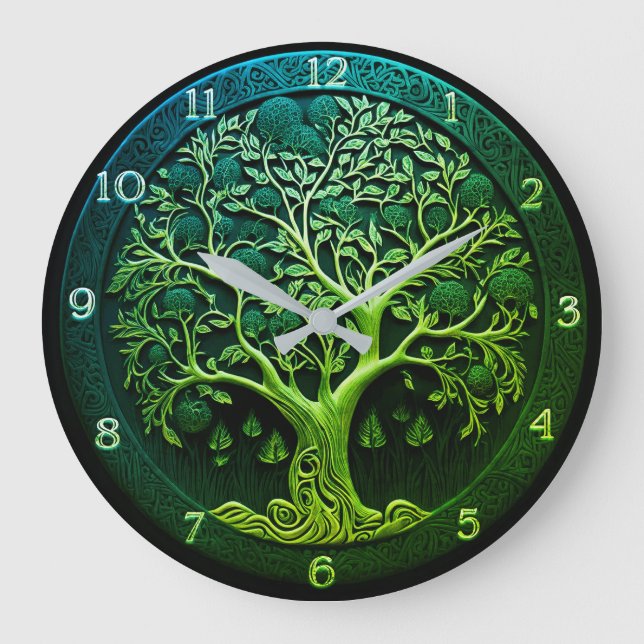 Arbre de vie en grande horloge verte (Recto)