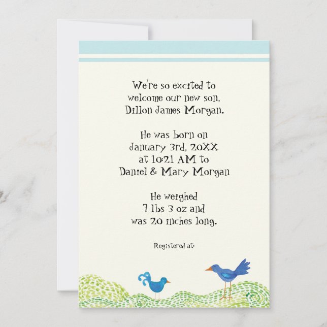 Arbre de vie, Faire-part de naissance Whimsical Bo (Devant)