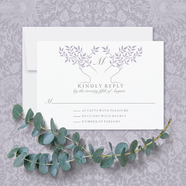Arbre de vie Lilac Feuilles mariage carte RSVP (Créateur téléchargé)