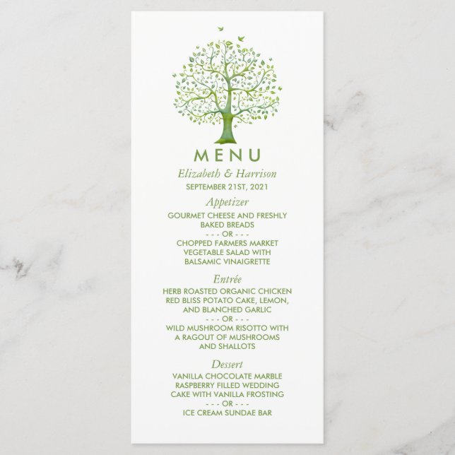 Arbre de Vie, Menu de Mariage Élégant (Devant)